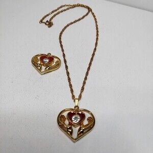 Lindenwold Necklace Double Heart Healing Hands 2 pendants 1 chain